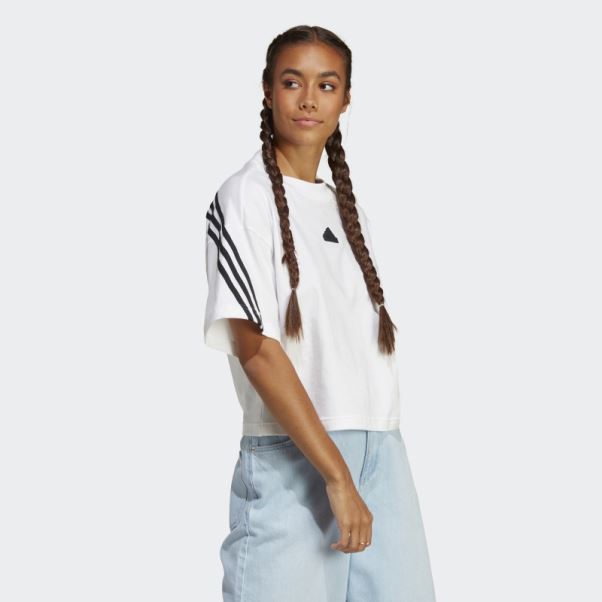 T-shirt Blanc élégant à 3 Bandes Future Icons Adidas