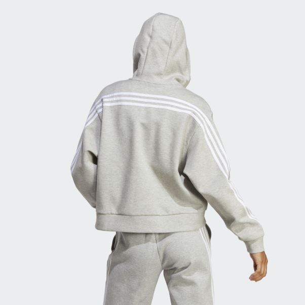 Future Icons Sweat à Capuche Zippé à 3 Bandes Gris Moyen Adidas