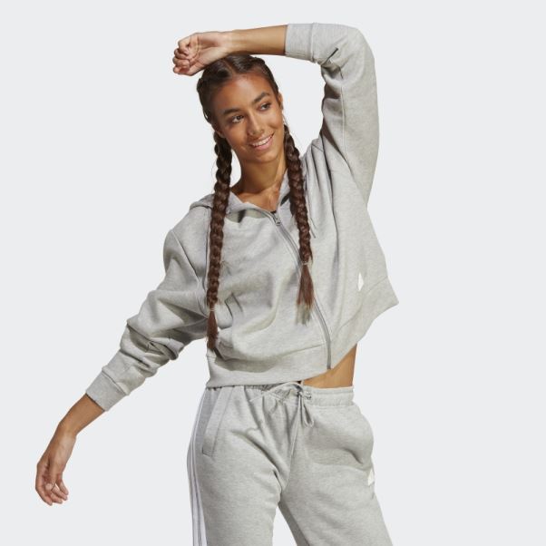 Future Icons Sweat à Capuche Zippé à 3 Bandes Gris Moyen Adidas