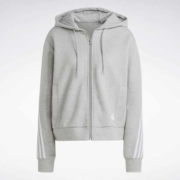 Future Icons Sweat à Capuche Entièrement Zippé à 3 Bandes Adidas Gris Moyen