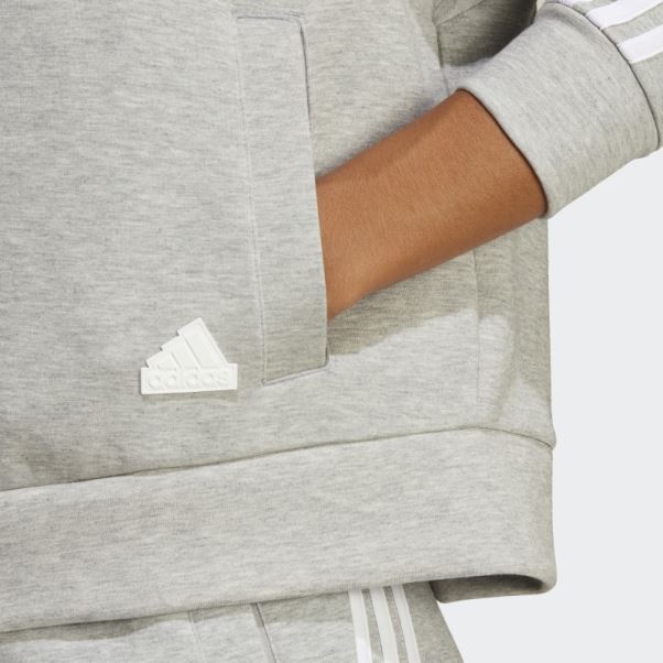 Future Icons Sweat à Capuche Entièrement Zippé à 3 Bandes Adidas Gris Moyen