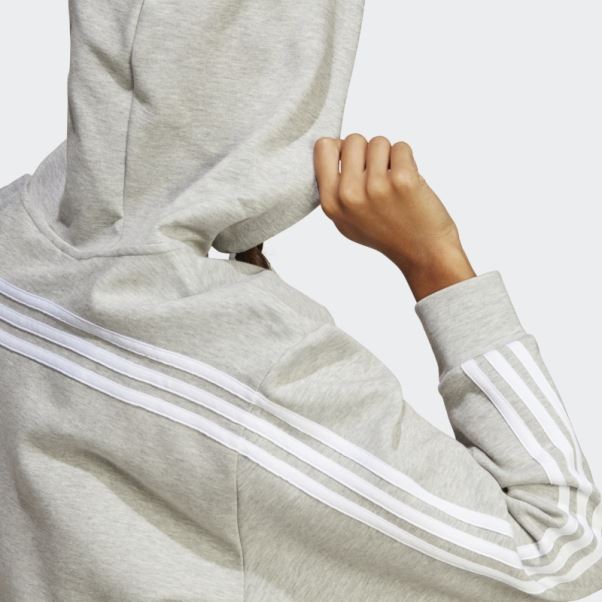 Future Icons Sweat à Capuche Entièrement Zippé à 3 Bandes Adidas Gris Moyen