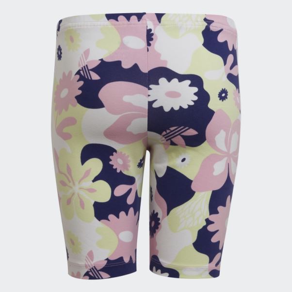 Adidas Short Cycliste Imprimé Fleuri Blanc