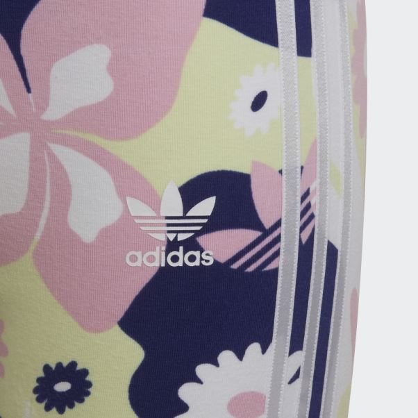 Adidas Short Cycliste Imprimé Fleuri Blanc