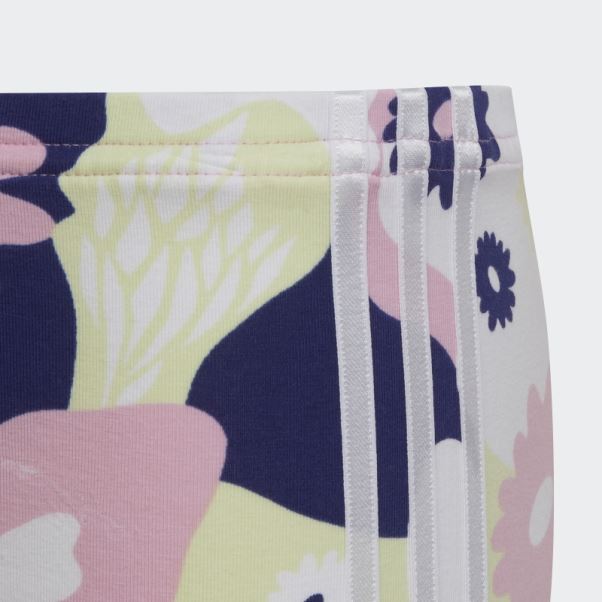 Adidas Short Cycliste Imprimé Fleuri Blanc