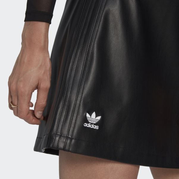 Jupe En Similicuir Noir Trèfle Adicolor Adidas