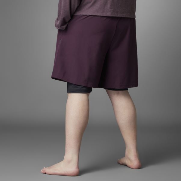 Adidas Short De Yoga Authentique Balance 2-en-1 Bordeaux