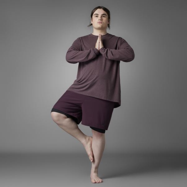 Adidas Short De Yoga Authentique Balance 2-en-1 Bordeaux