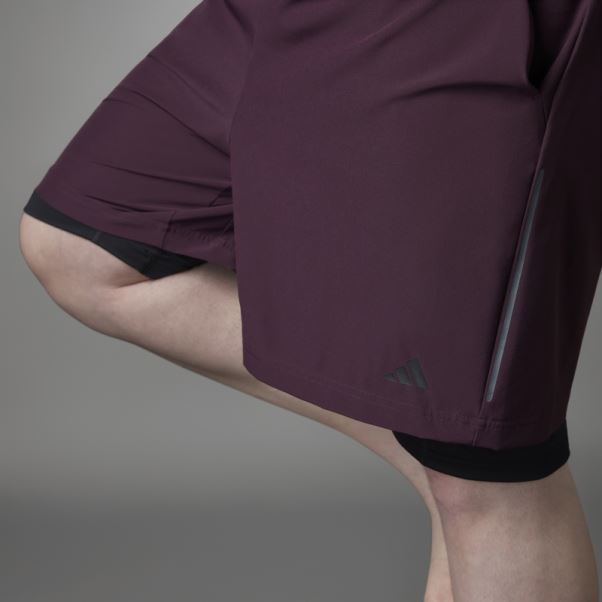 Adidas Short De Yoga Authentique Balance 2-en-1 Bordeaux