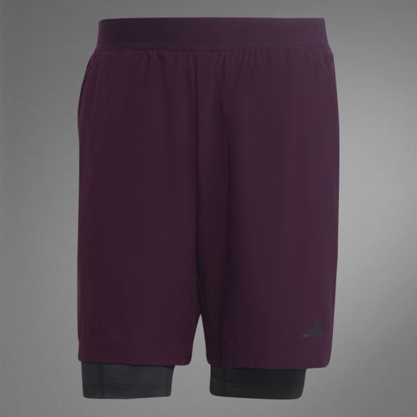 Adidas Short De Yoga Authentique Balance 2-en-1 Bordeaux