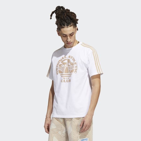 T-shirt Adidas Original Athletic Club 3 Bandes Blanc