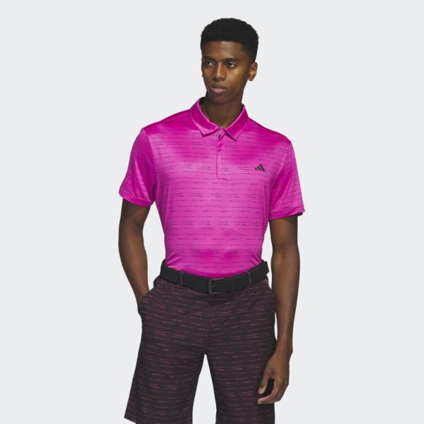 Polo De Golf Zip Rayé Fuchsia Adidas