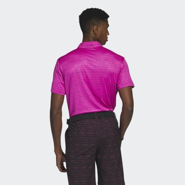 Polo De Golf Zip Rayé Fuchsia Adidas