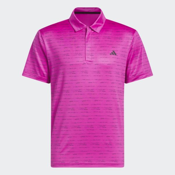 Polo De Golf Zip Rayé Fuchsia Adidas