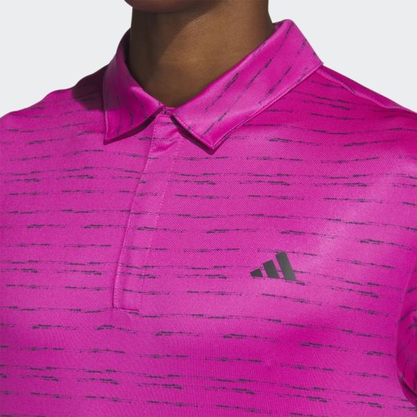 Polo De Golf Zip Rayé Fuchsia Adidas