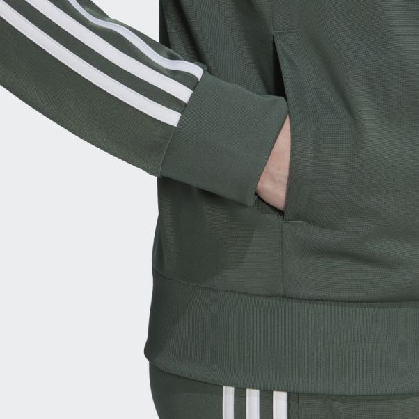 Primegreen Essentials Warm-up Slim 3-stripes Veste De Survêtement Vert Oxyde Adidas