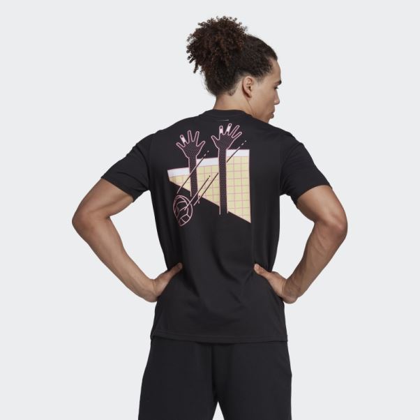 Tee Shirt Volley Logo Graphique Noir Adidas