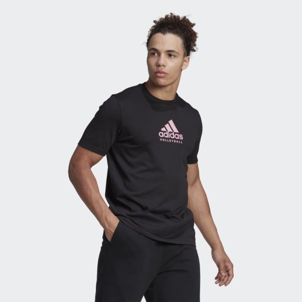 Tee Shirt Volley Logo Graphique Noir Adidas