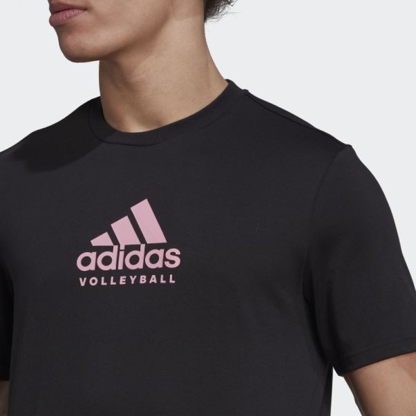 Tee Shirt Volley Logo Graphique Noir Adidas