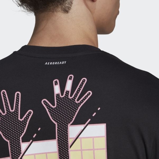 Tee Shirt Volley Logo Graphique Noir Adidas
