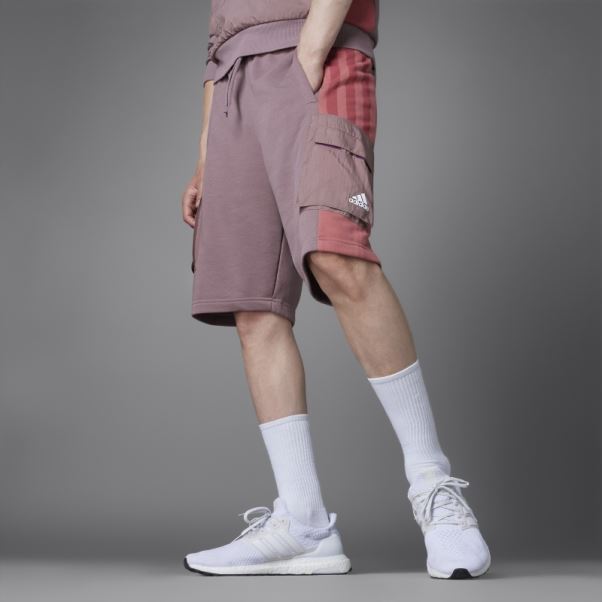 Short En Molleton Colorblock Violet Adidas