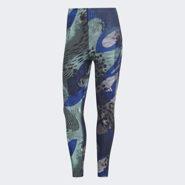 Adidas Adizero Running Allover Print 7/8 Legging Bleu