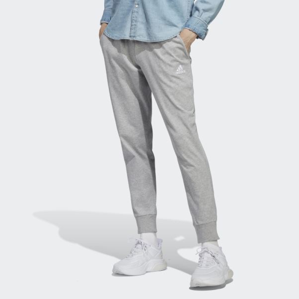 Pantalon Fuselé à Revers En Jersey Essentiel Essentials Gris Moyen Adidas
