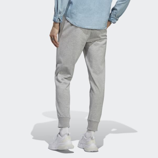 Pantalon Fuselé à Revers En Jersey Essentiel Essentials Gris Moyen Adidas