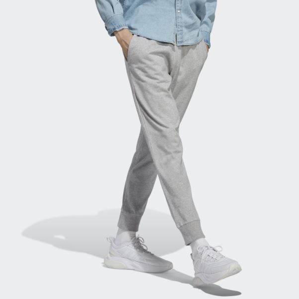 Pantalon Fuselé à Revers En Jersey Essentiel Essentials Gris Moyen Adidas