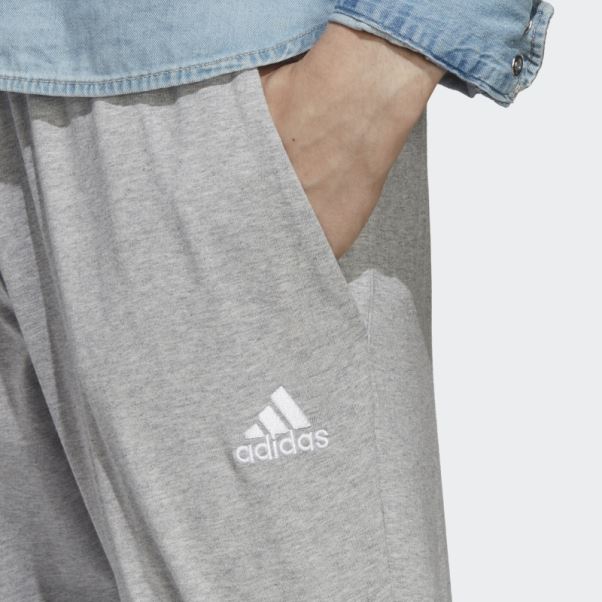Pantalon Fuselé à Revers En Jersey Essentiel Essentials Gris Moyen Adidas