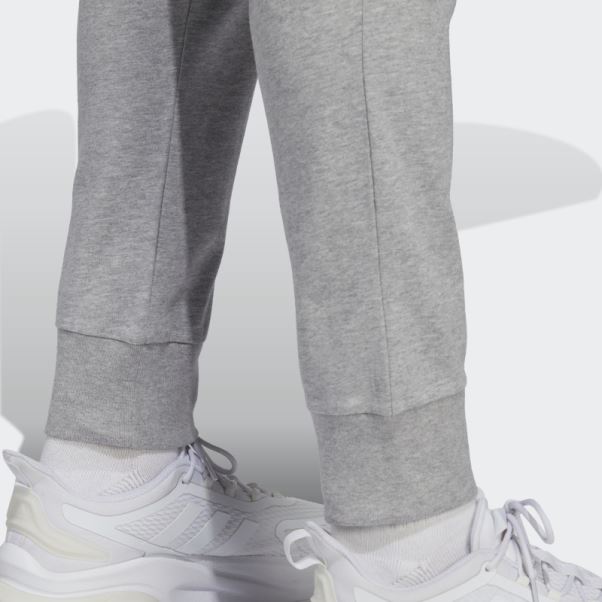 Pantalon Fuselé à Revers En Jersey Essentiel Essentials Gris Moyen Adidas