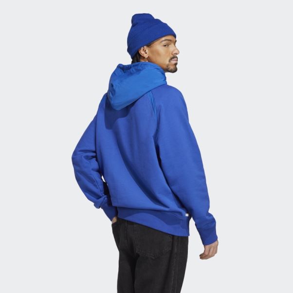 Sweat à Capuche En Nylon Froissé Adidas Premium Essentials Bleu