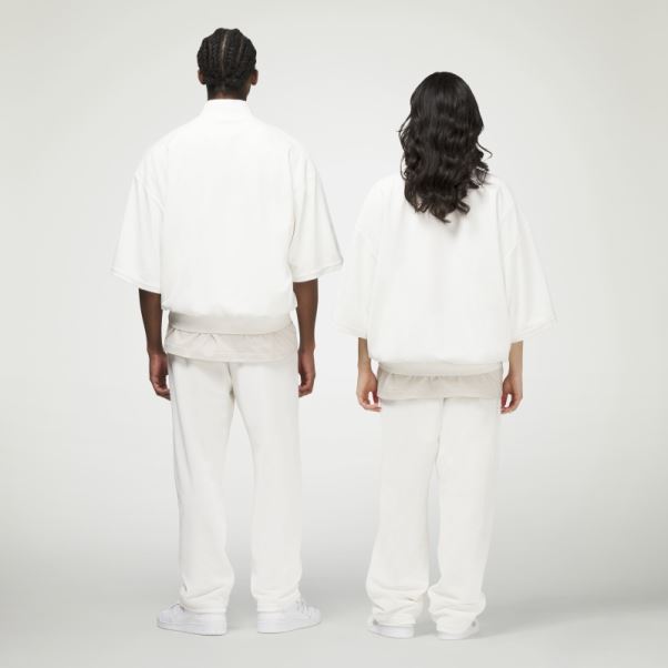 Adidas Basketball Velours 1/2 Zip Sweat Blanc Mode