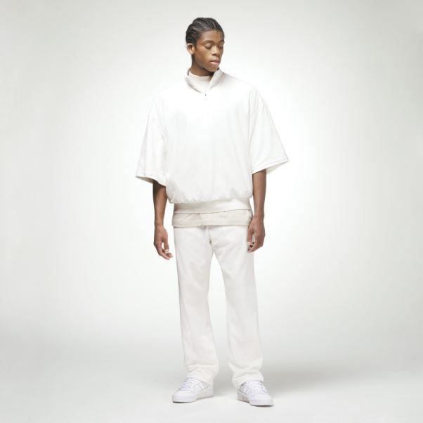 Adidas Basketball Velours 1/2 Zip Sweat Blanc Mode