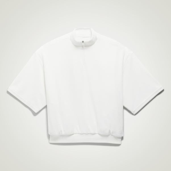 Adidas Basketball Velours 1/2 Zip Sweat Blanc Mode