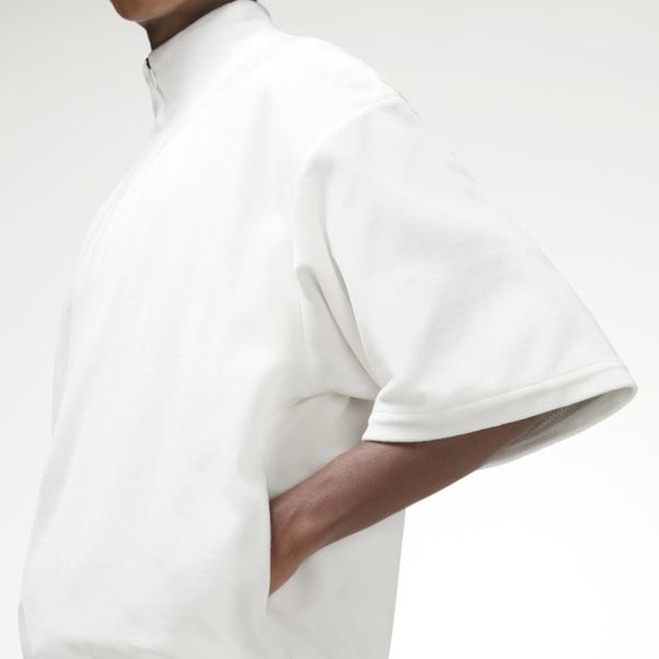 Sweat Adidas Basketball 1/2 Zip En Velours Blanc Fashion