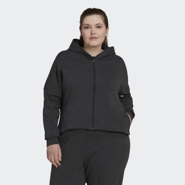 Sweat à Capuche Zippé Intégral Adidas Mission Victory (grande Taille) Noir Chiné