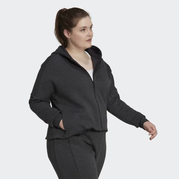 Sweat à Capuche Zippé Intégral Adidas Mission Victory (grande Taille) Noir Chiné