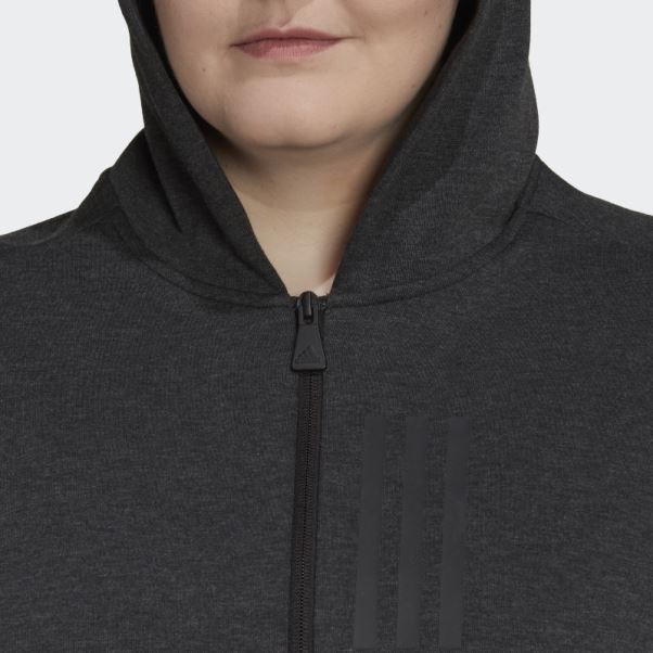 Sweat à Capuche Zippé Intégral Adidas Mission Victory (grande Taille) Noir Chiné