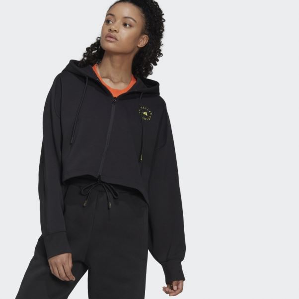 Adidas By Stella Mccartney Cropped Hoodie Noir Mode