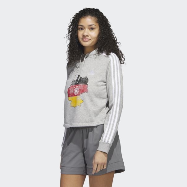 Sweat à Capuche Court Allemagne Gris Adidas