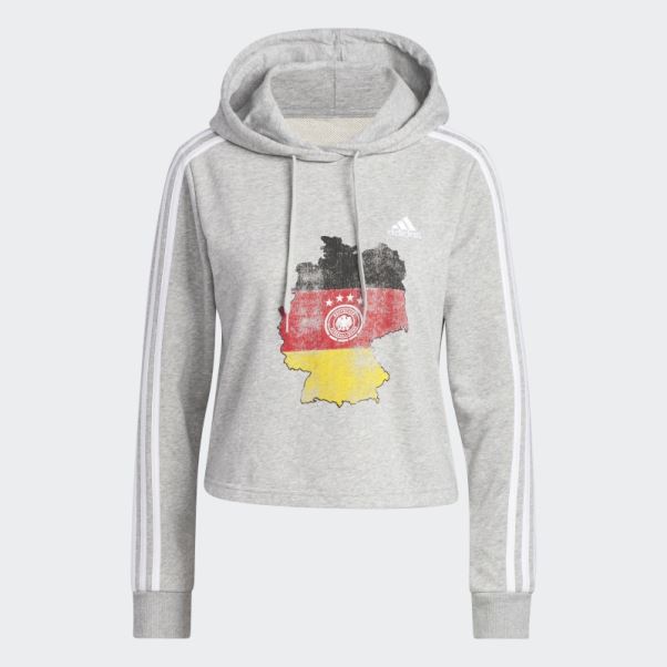 Sweat à Capuche Court Allemagne Gris Adidas