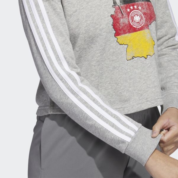 Sweat à Capuche Court Allemagne Gris Adidas