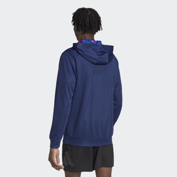 Adidas Train Essentials Veste D'entraînement Saisonnière à Fermeture éclair Intégrale Bleu Foncé