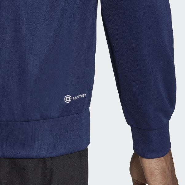 Veste D'entraînement Saisonnière à Fermeture éclair Intégrale Adidas Train Essentials Bleu Foncé