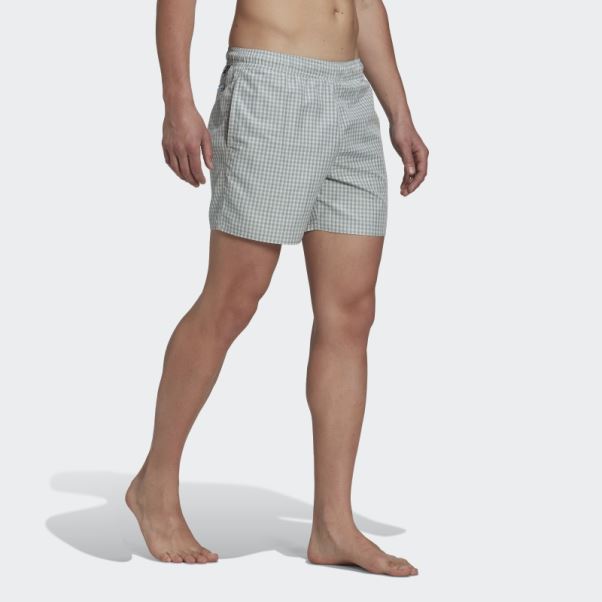 Short De Bain à Carreaux Adidas Vert