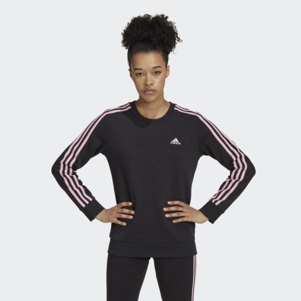 Sweat Adidas Essentials 3 Bandes Polaire Noir