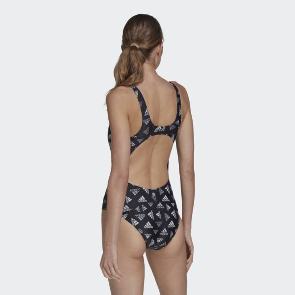 Maillot De Bain Sportswear Imprimé Adidas Allover Fashion Noir
