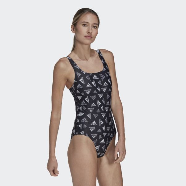 Maillot De Bain Sportswear Imprimé Adidas Allover Fashion Noir