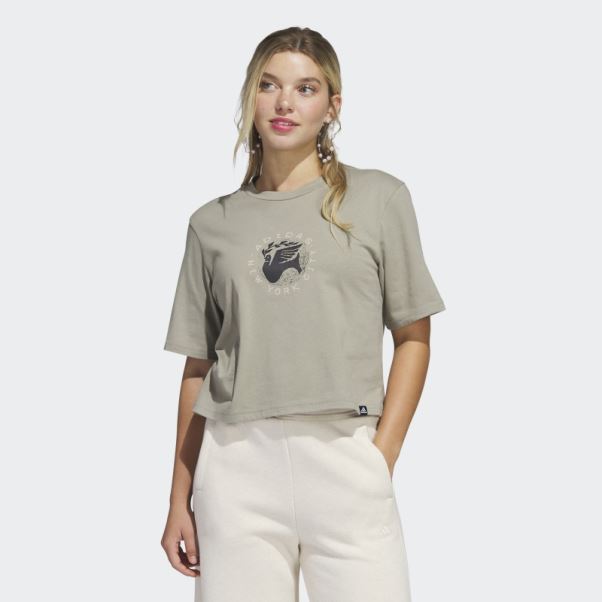 Galet Argenté Adidas New York Pigeon Crop T-shirt Graphique Fashion